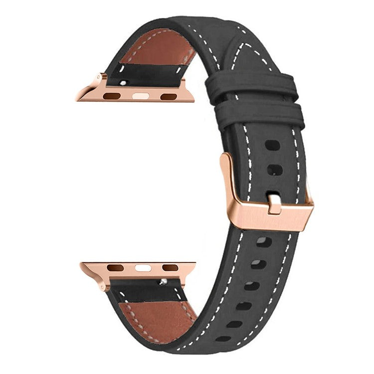 Læderrem med rosaguldfarvet spænde – til Apple Watch