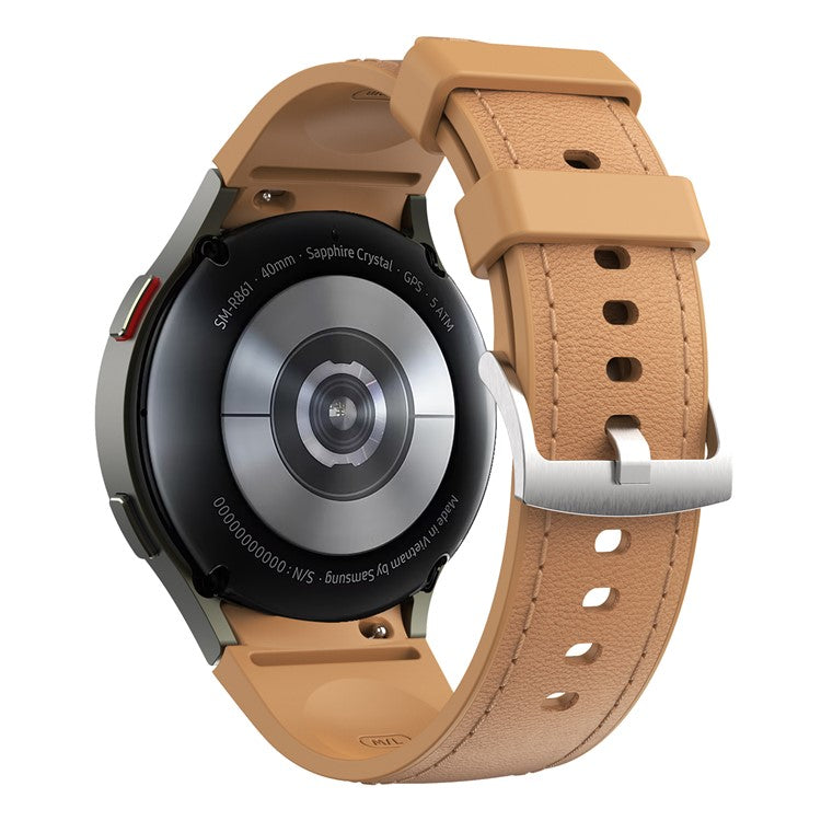 Silikon-läderarmband – för Samsung Galaxy Watch-serien-Ljusbrun-Smartbandstore