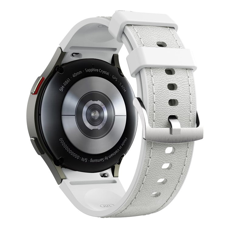 Silikon-läderarmband – för Samsung Galaxy Watch-serien-Ljusgrå-Smartbandstore