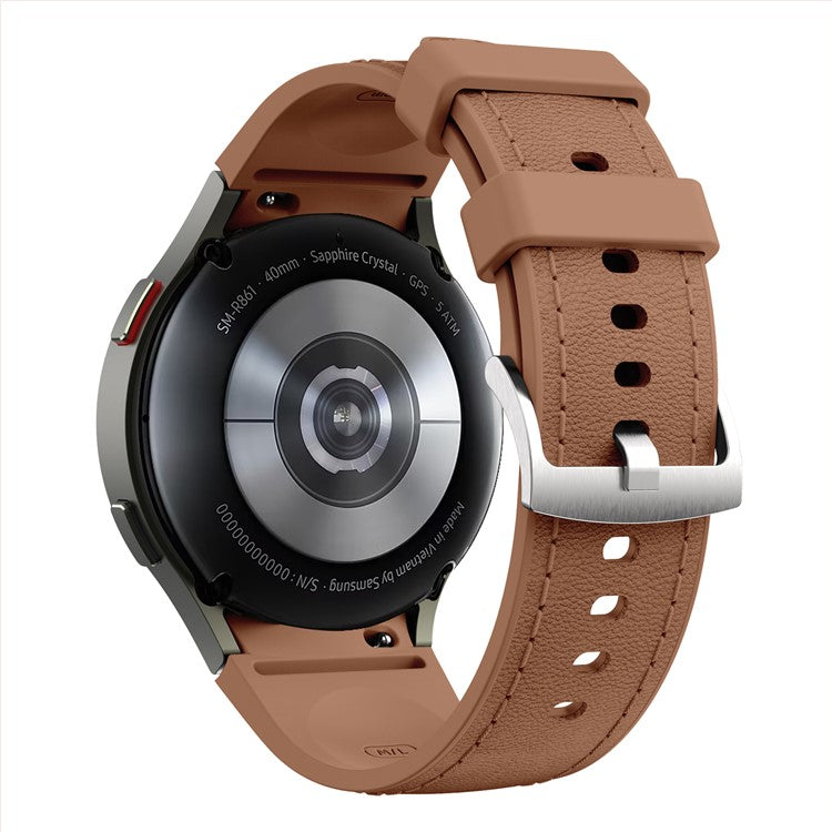 Silikon-läderarmband – för Samsung Galaxy Watch-serien-Mörkbrun-Smartbandstore