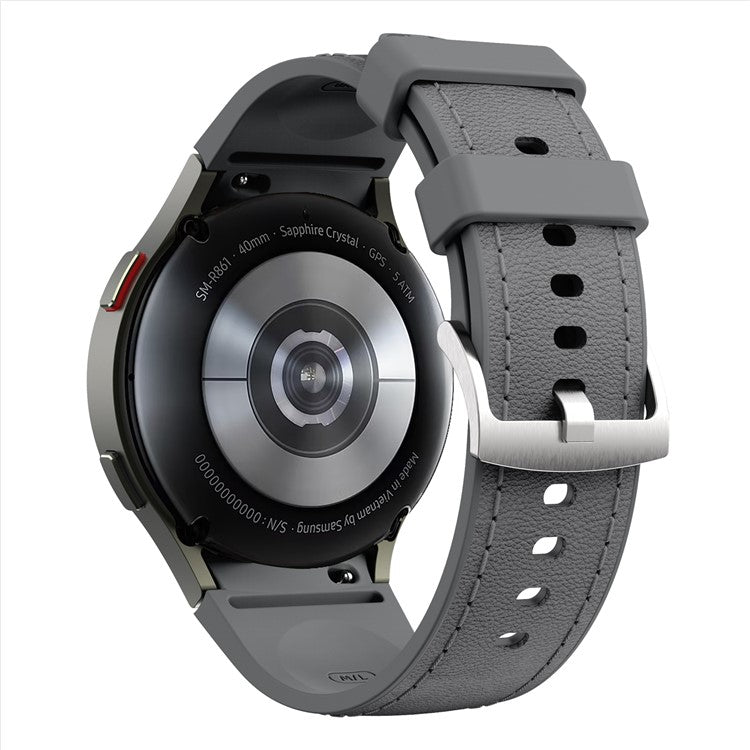 Silikon-läderarmband – för Samsung Galaxy Watch-serien-Mörkgrå-Smartbandstore