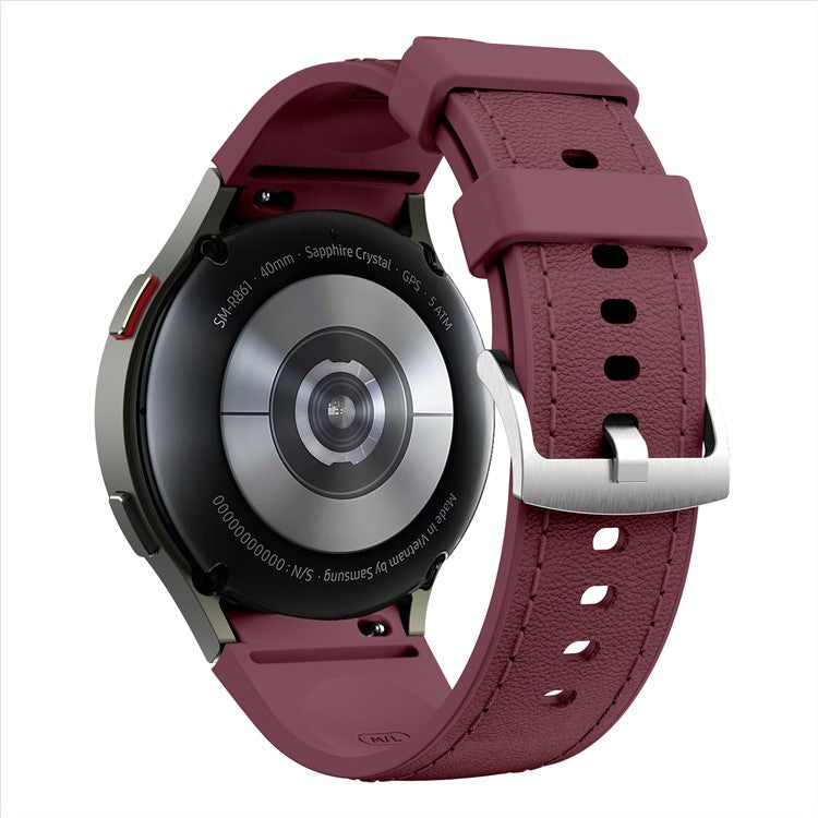 Silikon-läderarmband – för Samsung Galaxy Watch-serien-Rött vin-Smartbandstore