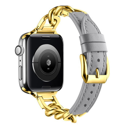 Eksklusiivinen-kellohihna-ruostumattomasta-teraksesta-ja-aidosta-nahasta-passaa-Apple-Watchille