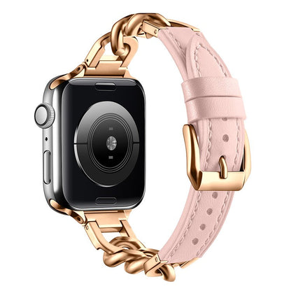 Eksklusiivinen-kellohihna-ruostumattomasta-teraksesta-ja-aidosta-nahasta-passaa-Apple-Watchille
