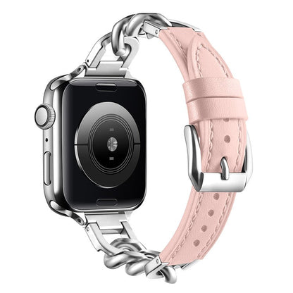 Eksklusiivinen-kellohihna-ruostumattomasta-teraksesta-ja-aidosta-nahasta-passaa-Apple-Watchille