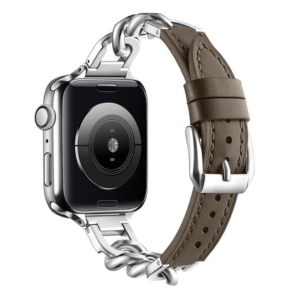 Eksklusiivinen-kellohihna-ruostumattomasta-teraksesta-ja-aidosta-nahasta-passaa-Apple-Watchille