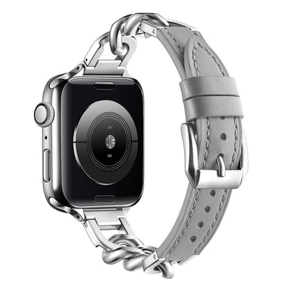 Eksklusiivinen-kellohihna-ruostumattomasta-teraksesta-ja-aidosta-nahasta-passaa-Apple-Watchille