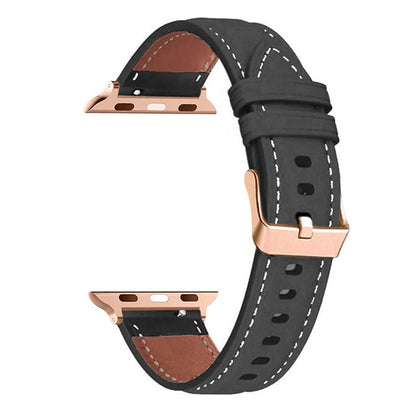 Læderrem med rosaguldfarvet spænde – til Apple Watch