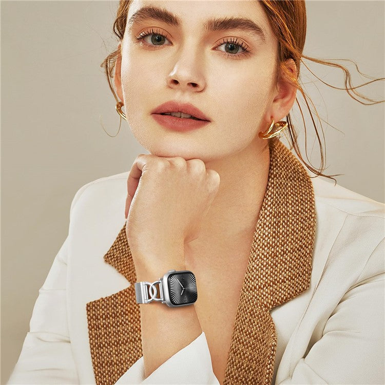 Sølvfarvet milanese-rem i rustfrit stål til Apple Watch – med magnetlås