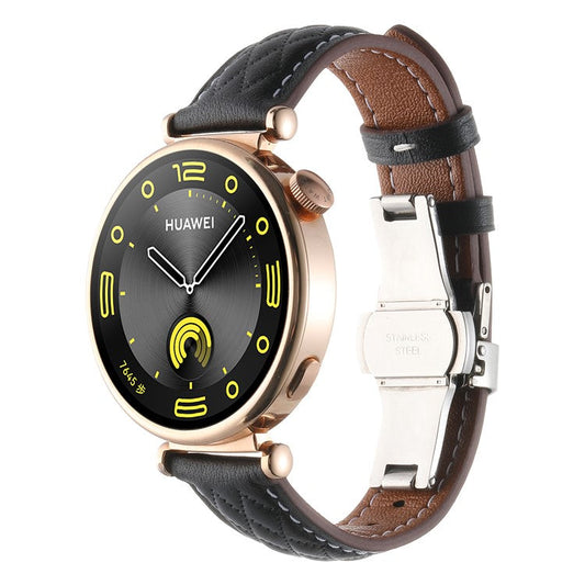 Rem i ægte læder med sommerfuglespænde til smartwatch