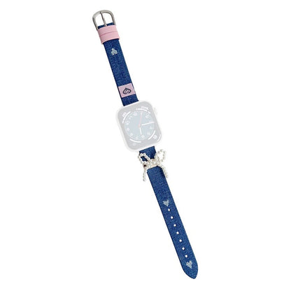 Elegant armband i denim med pärldetaljer