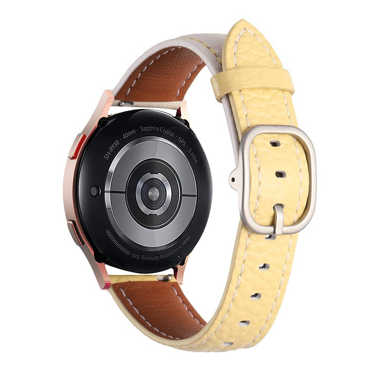 Personalisera din smartklocka med detta armband i högkvalitativt läder-Grädde Vit Gul-Smartbandstore