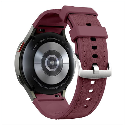 Silikon-läderarmband – för Samsung Galaxy Watch-serien-Rött vin-Smartbandstore